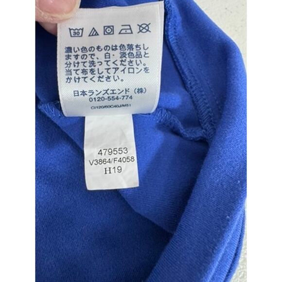 "Lands End" Outfitters Blue Cotton Button Cardigan Teacher Office Cottage SZ L - Picture 9 of 11